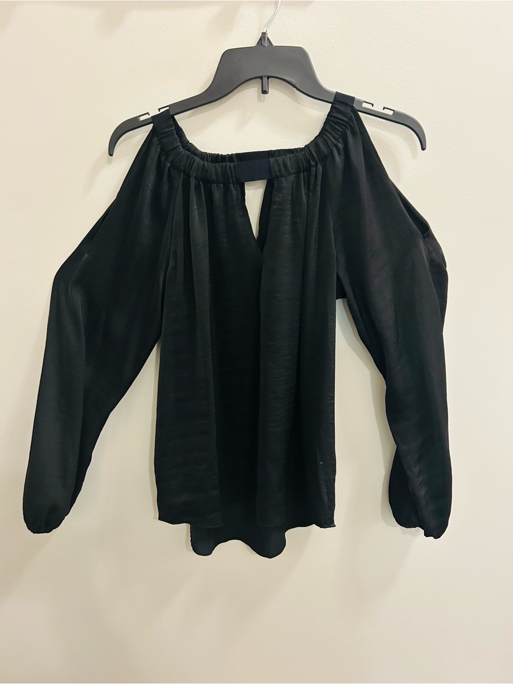 Black Cold Shoulder Long Sleeve Top
